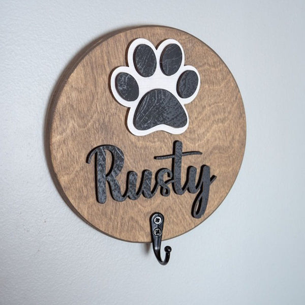 Personalized Dog Leash Holder || Custom Name Pet Leash Hook