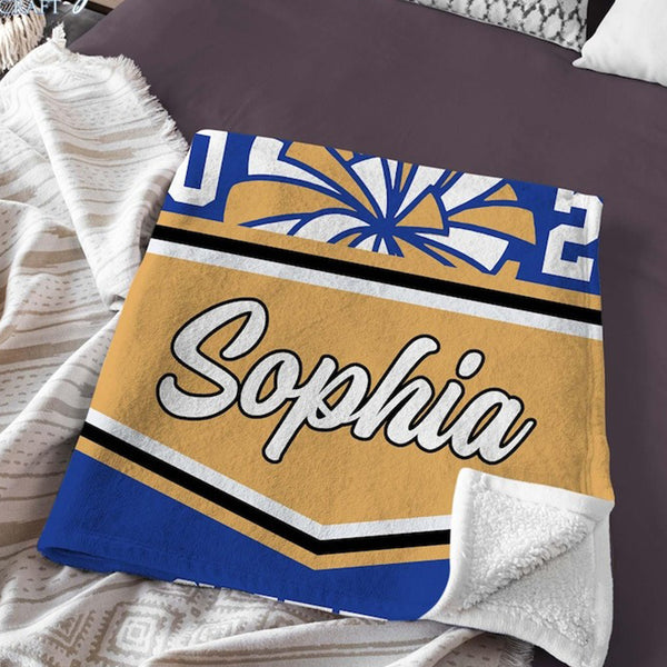 Personalized Cheerleading Blanket, Customized Name Premium Cheerleading Gift, Customized Cheerleading Coach Gift