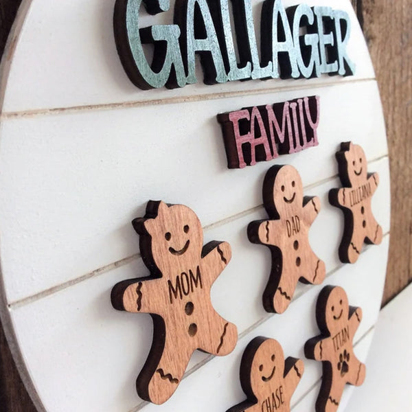 Personalized Farmhouse Christmas Decor,Gingerbread Family Sign