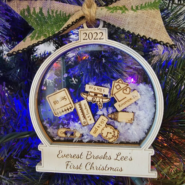 Baby's First Christmas Ornament 2022/2023 Customized Babies 1st Christmas, Personalized Baby Name