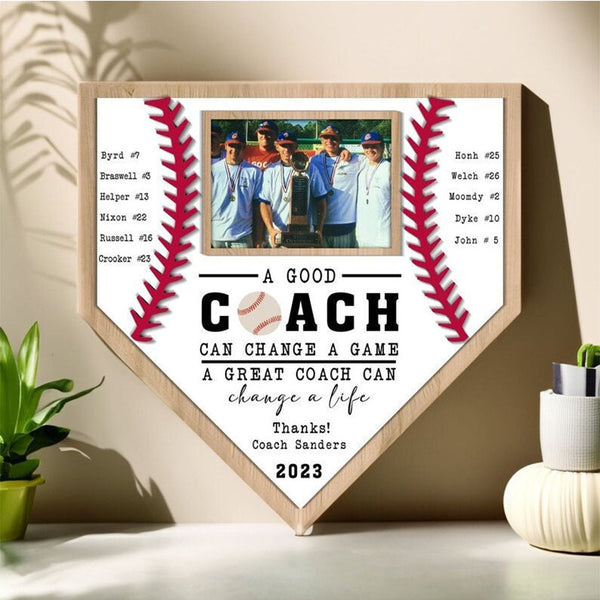 Custom Baseball Coach Wooden Sign,Team Photo Hanging Plaque, End of Season Manager Gift