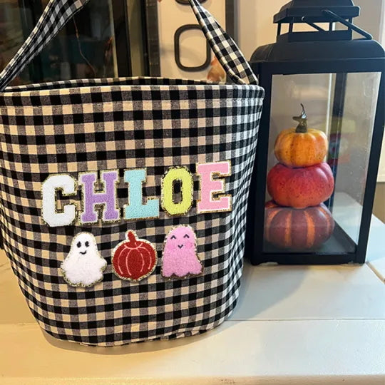 Personalized Chenille Letter Halloween Bucket