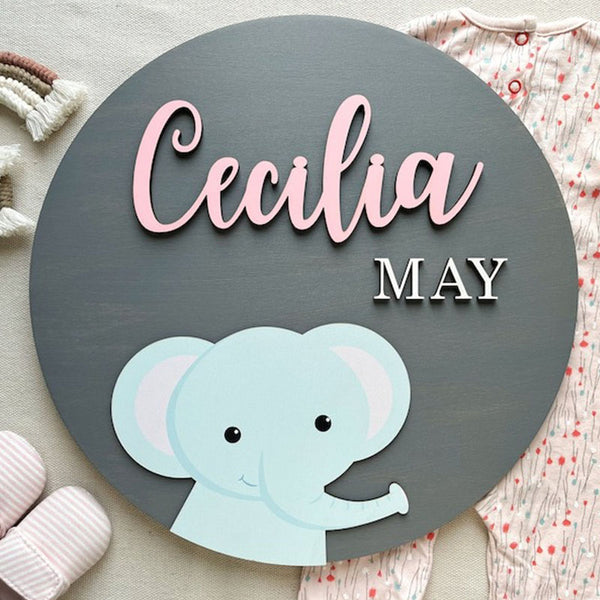 Round Wood Name Sign Baby Shower Gift Baby Name Sign