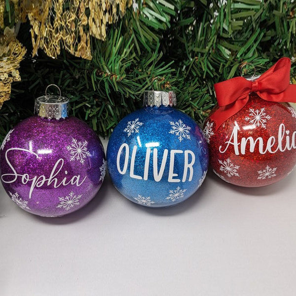 Personalized Glitter Christmas Ball Ornament, Name Bauble Ornament