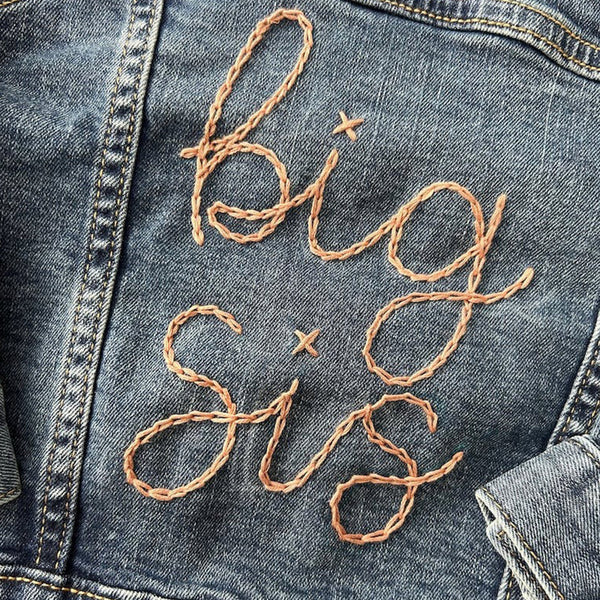 Custom Hand Embroidered ， Hand Lettered Denim Jacket Toddler, Kid Sizes