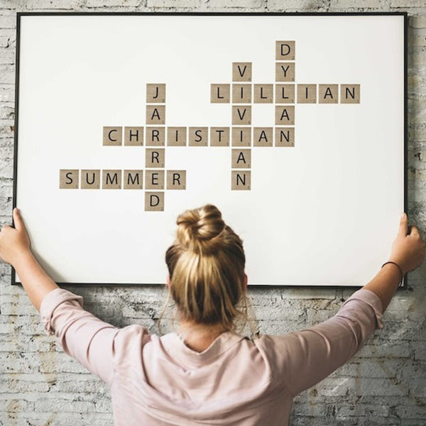 Family Name Sign Unique holiday Gift for Mom, Grandma Mothers Day Gift, Crossword Scrabble Print