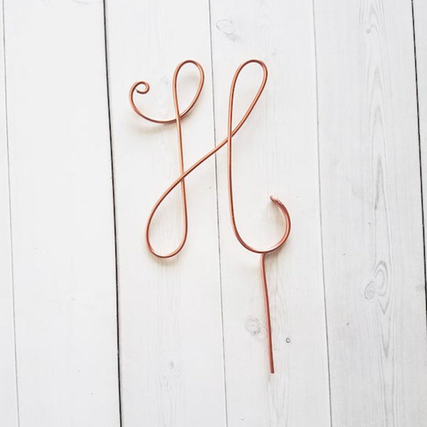 Arrow Initials Cake Topper Rustic Wire Personalized Custom Chic Name Wedding Heart Reusable Metal Industrial Copper Gold Elegant Simple