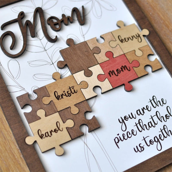 Mom Puzzle Sign for Mother's Day with Space for Names