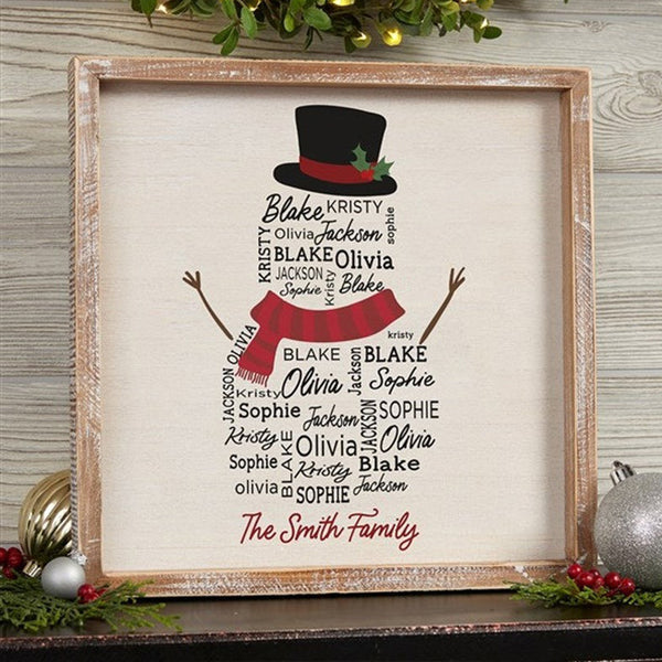 Snowman Repeating Name Personalized Frame Wall Art Christmas Decorations