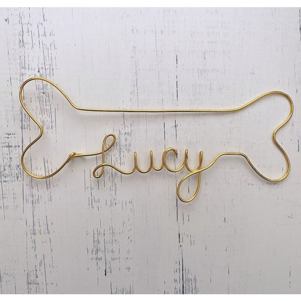 Personalized Dog Bone Name Sign Custom Dog Name Sign Wire Dog Name Sign