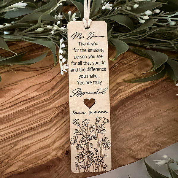 Teacher Appreciation Bookmark | Teacher Gift Personalized Bookmark | End of Year Gift