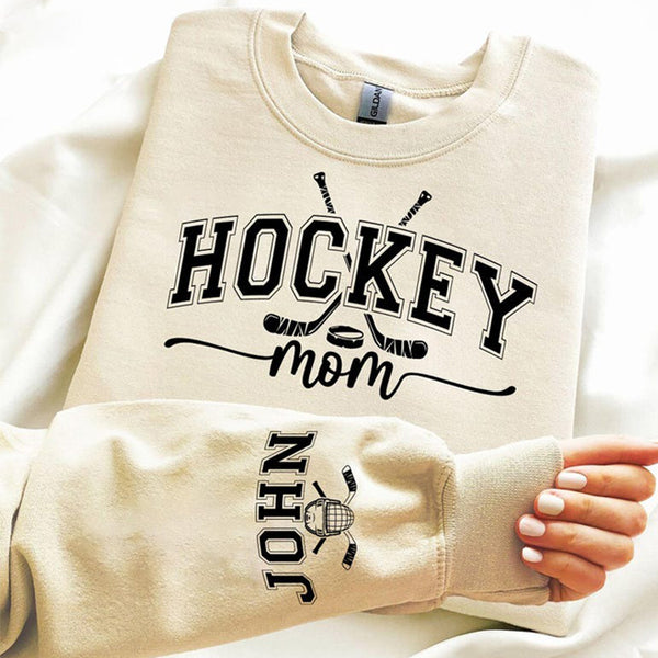 Custom Hockey Mom with Kid Name Sweatshirt Hockey Mama Hoodie