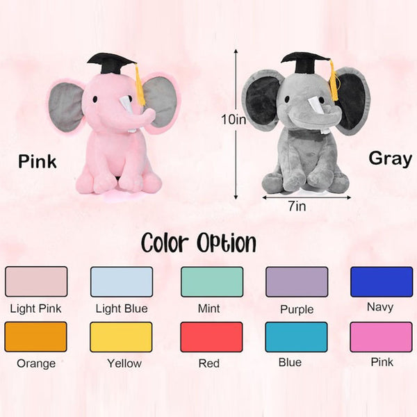 Personalized Graduation Gift Preschool graduation Class of 2024 Stuffed Animal Elephant