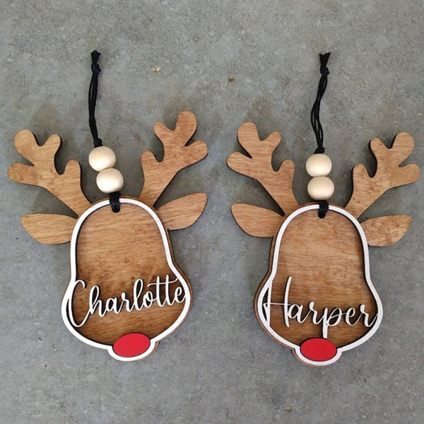 Personalized reindeer ornament | personalized Rudolph wooden ornaments