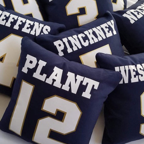 Senior night group gift football idea pillow sports jersey name number soccer