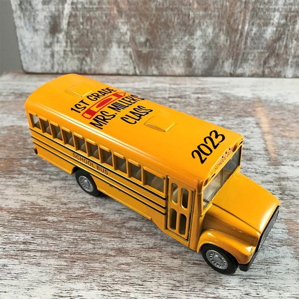 Personalized Alloy School Bus, Back To School Gifts for Kids, Teacher Gifts, Custom Toy School Bus