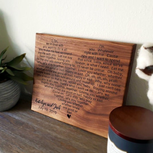 Wedding Song Lyrics Engraved, Wooden Anniversary Gift