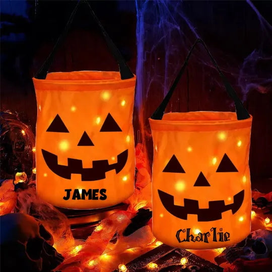 Personalized Halloween LED Light Pumpkin Bucket