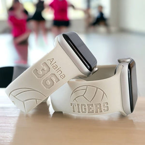 Personalized Watch Band for Apple, Samsung VOLLEYBALL Engraved Silicone Sports