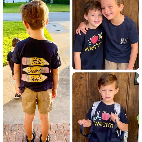 Boys back to school shirt, monogram school shirt