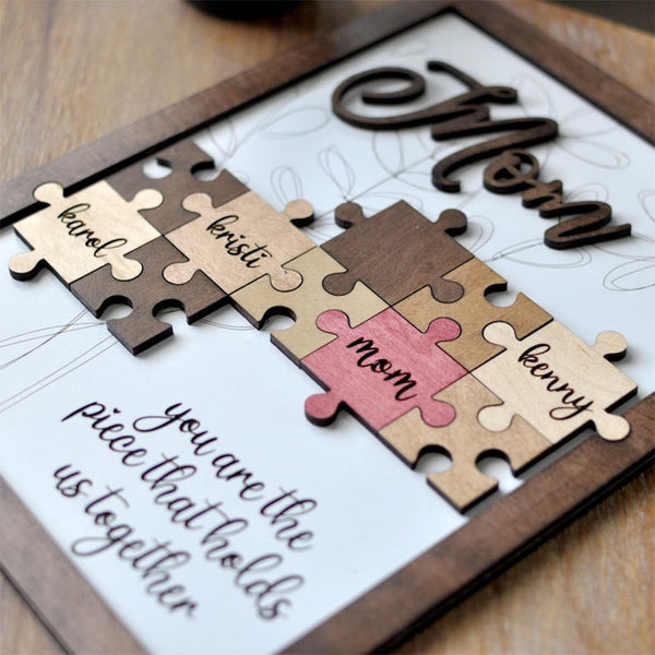 Mom Puzzle Sign for Mother's Day with Space for Names