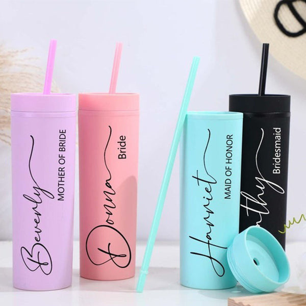 Personalized Tumbler with Lid and Straw,Custom Name Skinny Tumbler