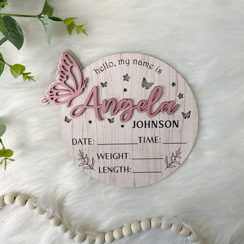 Personalized Baby Announcement Sign with Birth Stats