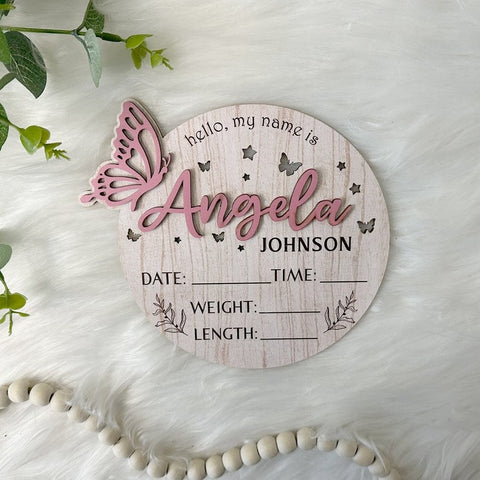 Personalized Baby Announcement Sign with Birth Stats