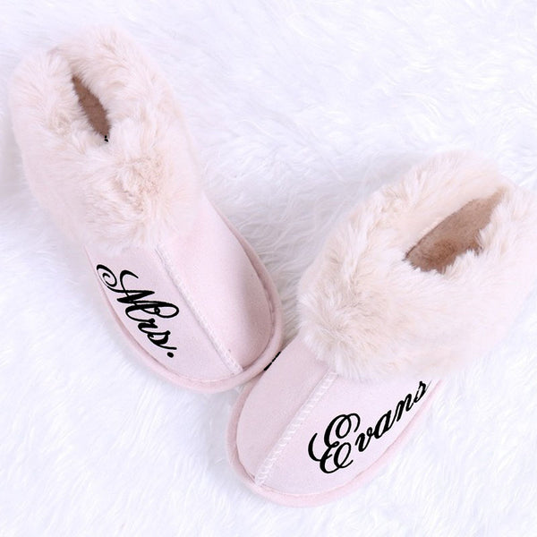 Personalized Women's Slippers Memory Foam House Slippers with Rubber Sole