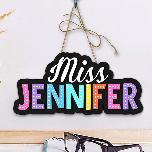 Personalized Rainbow Teacher Name Sign For Door, Teacher Appreciation Gifts