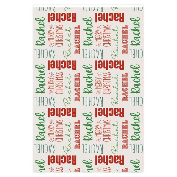 Personalized Name Christmas Wrapping Paper, Custom holiday gift wrap,