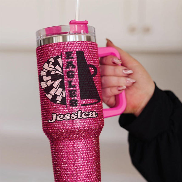 Rhinestone Thermos Tumbler With Lid And Straw，Tumblers