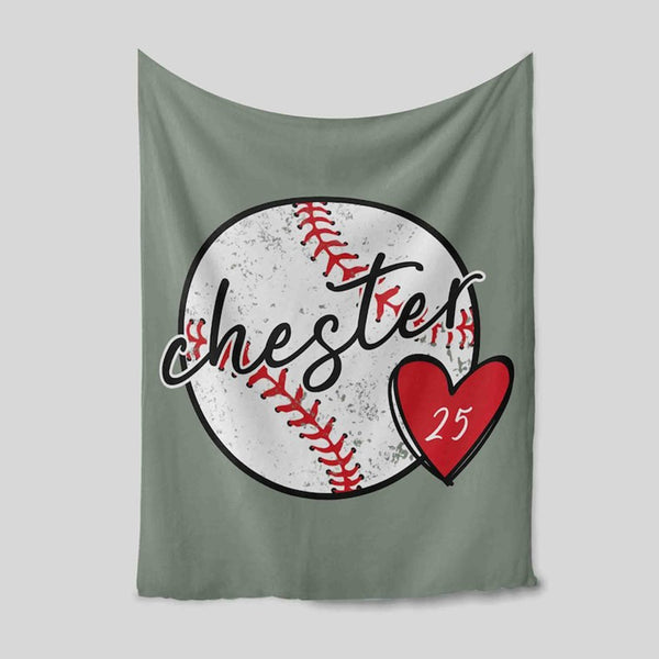 Personalized Name Baseball Softball Blanket