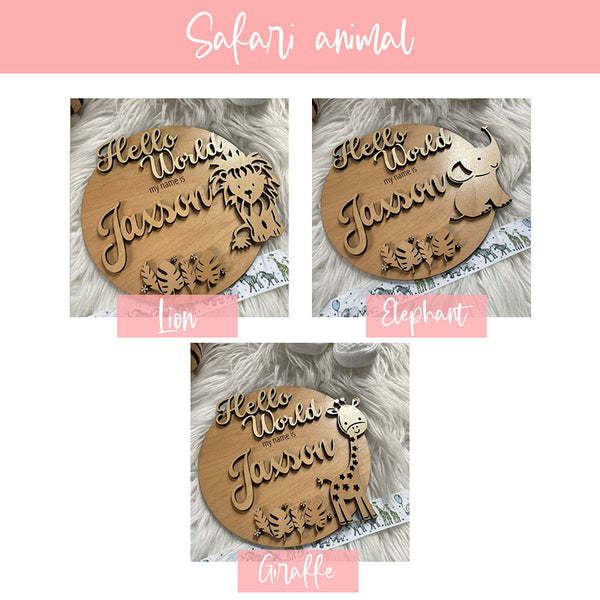 Hello World New Baby Wooden Plaque, Baby Shower Gift