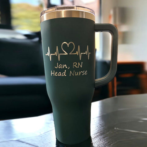 Personalized Nurse Tumbler With Handle And Straw - Engraved Personalized Gifts