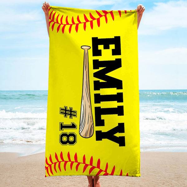 Personalized Baseball Beach Towel, Boys Baseball Gift, Baseball Pool Towel, Baseball Player Gift