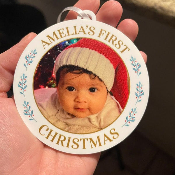 Baby's First Christmas Photo Ornament | Baby's First Christmas Ornament Baby Ornament Baby Gift Photo Ornament New Mom Gift