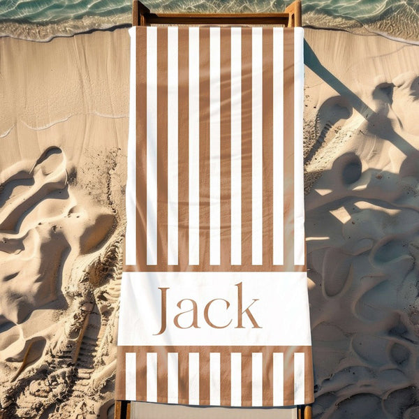 Personalized stripe Name Beach Towel, Oversized Custom Monogram Pool Towel