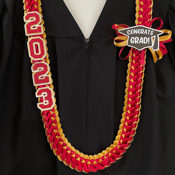 2024 Graduation Leis - Double Braided Ribbon Lei - Class of 2024 - Custom school colors - Satin ribbon leis