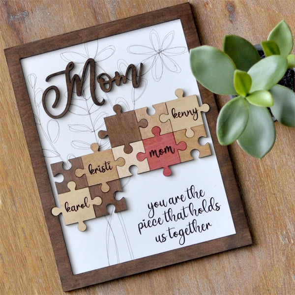 Mom Puzzle Sign for Mother's Day with Space for Names