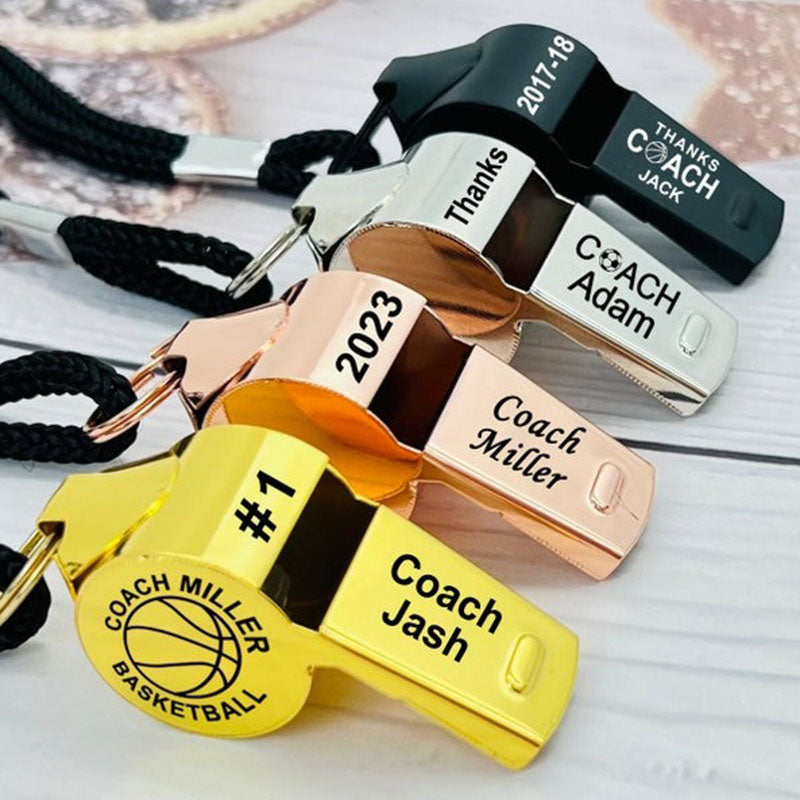 Custom Whistle Necklace Personalized Coach Whistle Engraved Whistle Personalized Teacher Gift