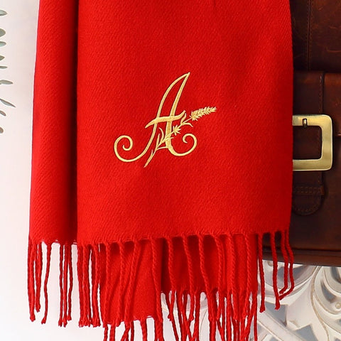 Embroidered Personalised Scarf, Monogrammed Scarf, Winter Scarf