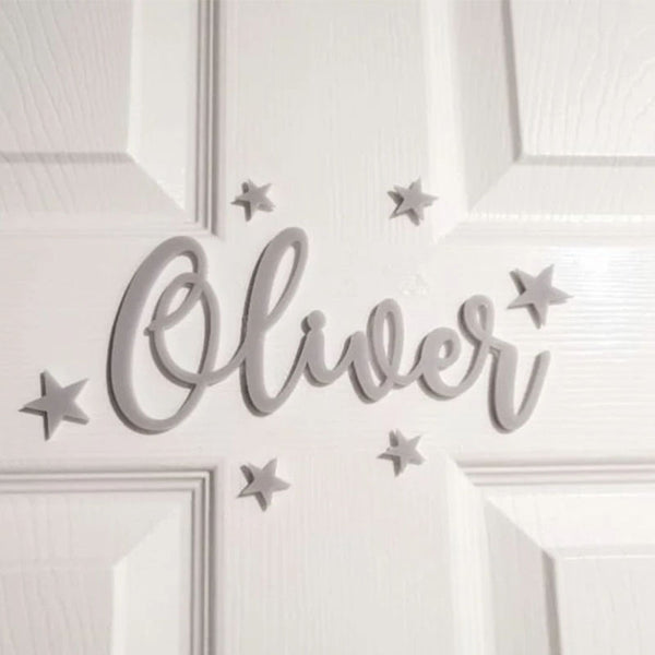 Coloured Acrylic Door Name Sign with Stars or Hearts - Nursery or Children's Bedroom Sign - Baby Name - Laser Coloured Acrylic Toy Box Sign