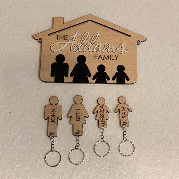 Personalized Wooden Key Holder for Wall Custom Family Key Hanger Wood Key Rack