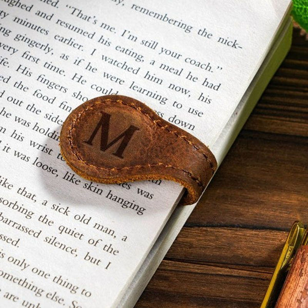 Customized Magnetic Leather Bookmark, Personalized Leather name Bookmark, Reader Gift