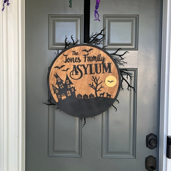 Personalized Halloween Family Sign - Custom Asylum Sign