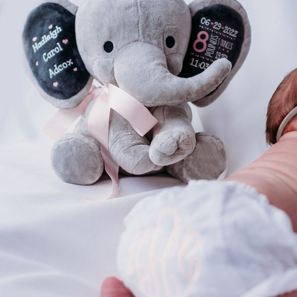 Gift for Baby Girl & New Mom,Personalized Elephant Stuffed Animal