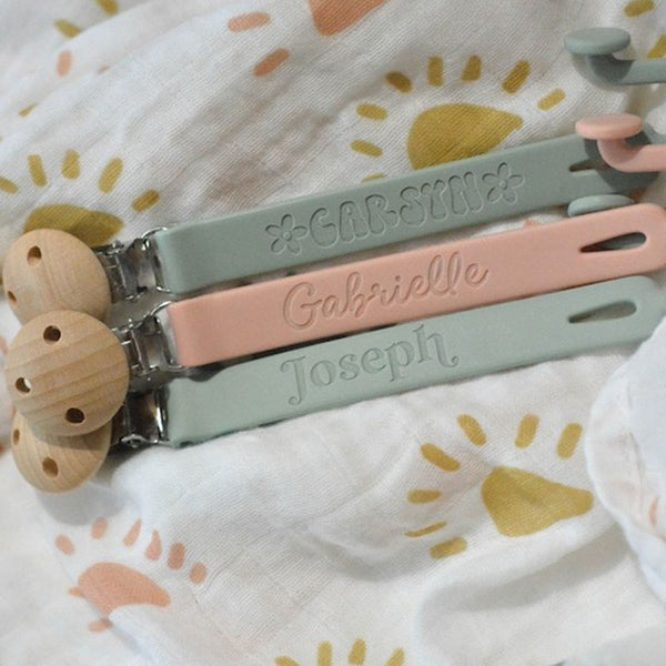 Personalized Baby Pacifier Clip Silicone Clip Holder Custom Baby Gift