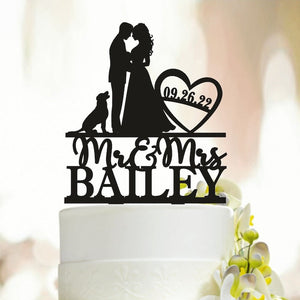 Wedding Cake Topper with Date, Wedding Cake Topper With Heart, Personalized Wedding Topper