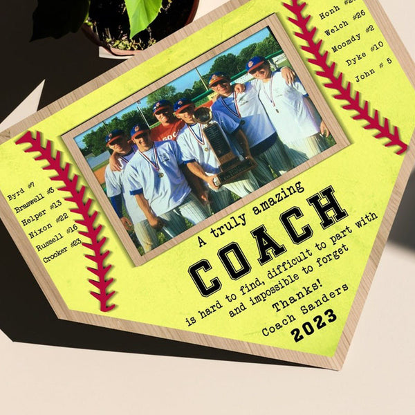 Custom Baseball Coach Wooden Sign,Team Photo Hanging Plaque, End of Season Manager Gift